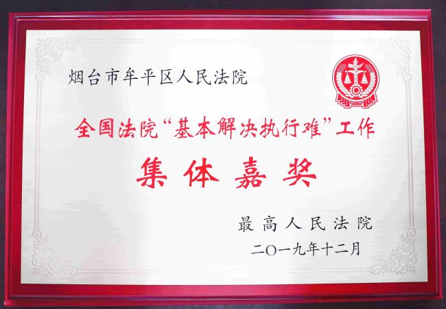 全国法院基本解决执行难工作集体嘉奖